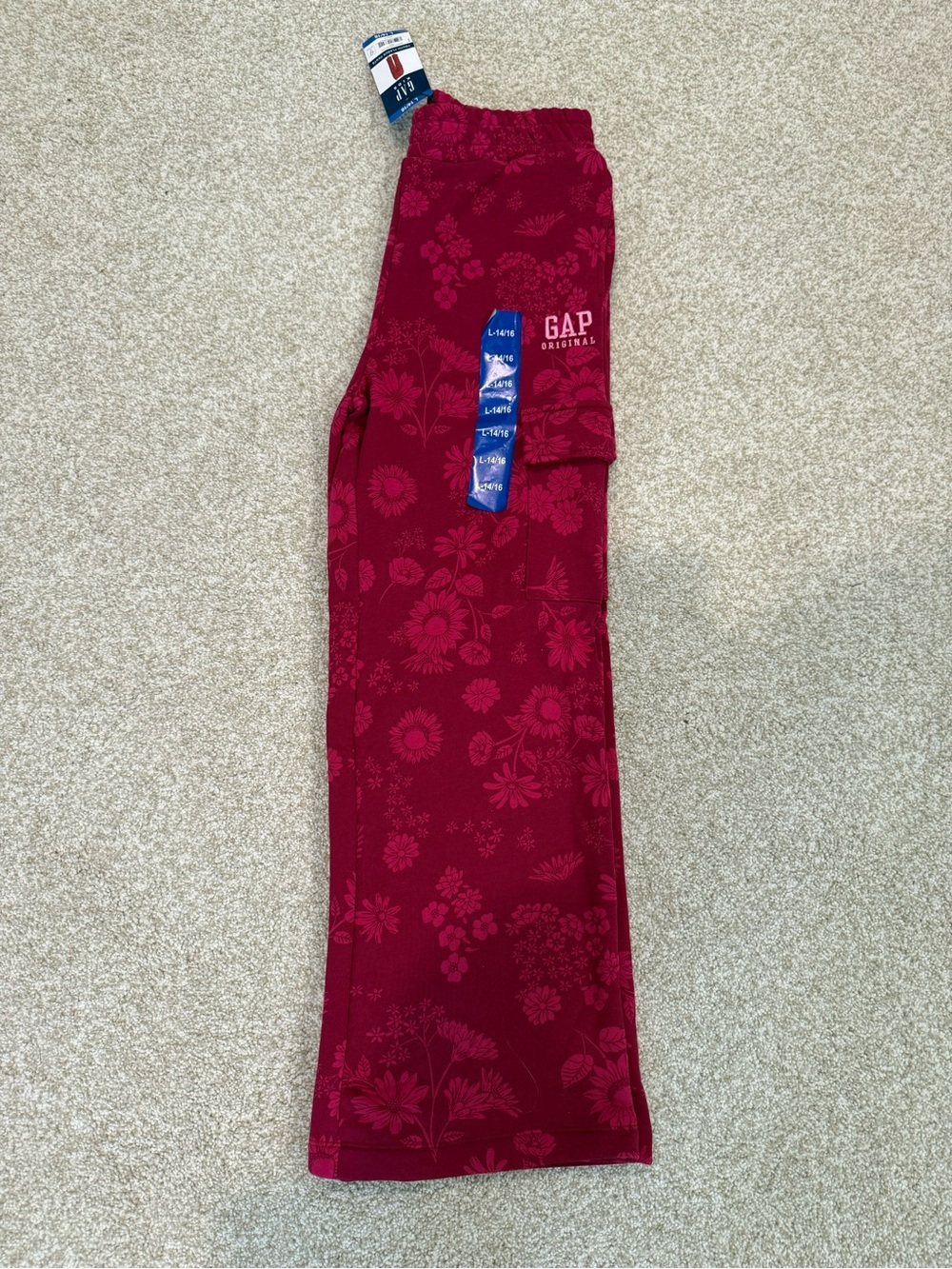 GAP Kids Floral Zip Hoodie & Joggers Set — Deep Magenta - Picture 3 of 3